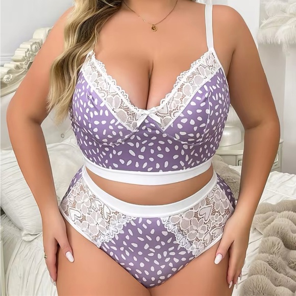 Plus High Waisted Sexy BraPanty Lingerie Set